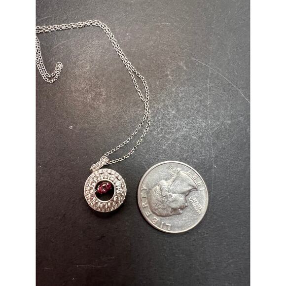 Pink tourmaline white topaz pendant necklace in platinum over 925 silver - Picture 5 of 16